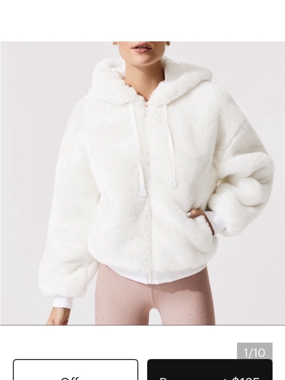 White Faux Fur Hooded Zip Jacket - Women's Cozy Coat